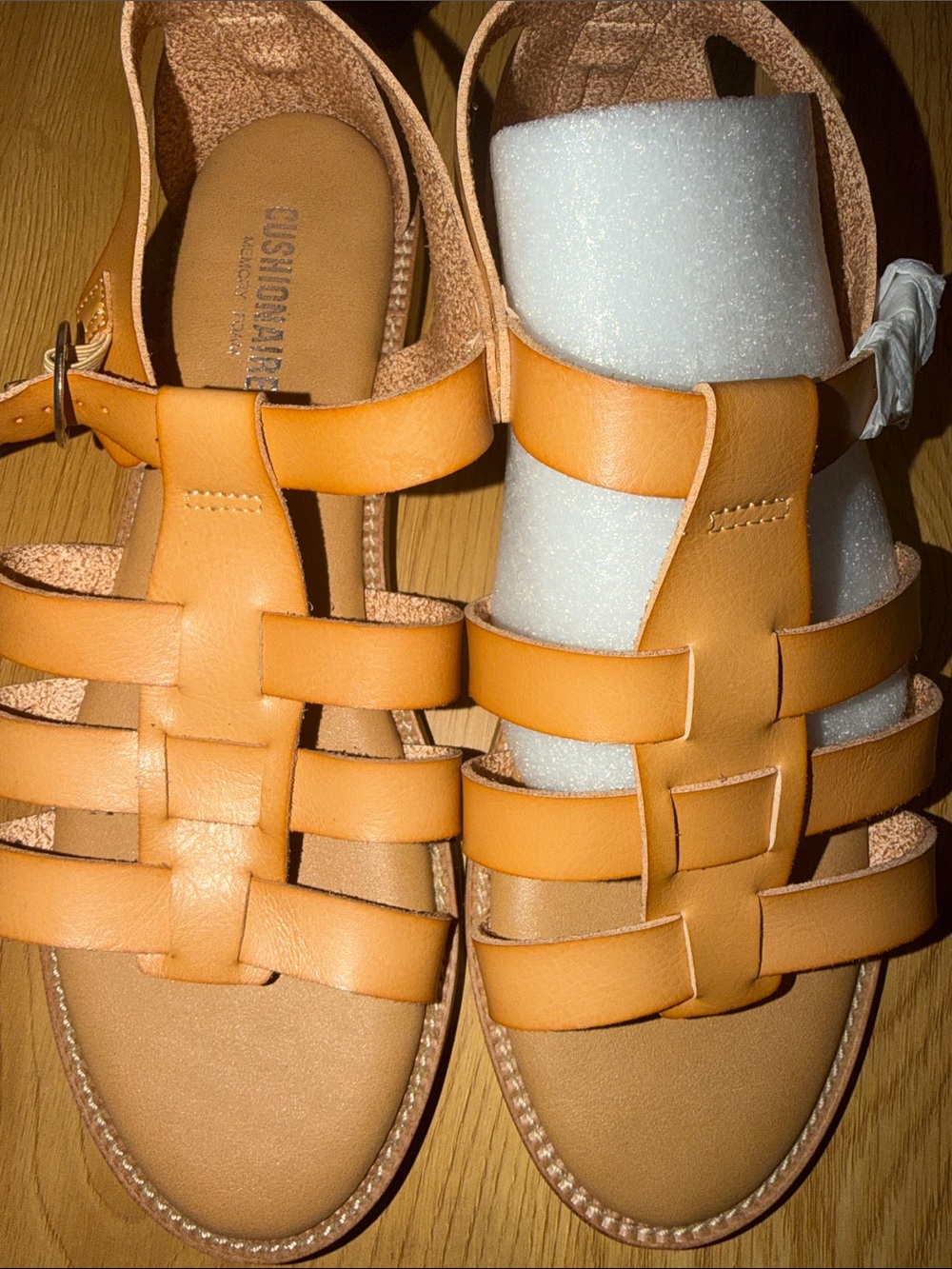 Cushionaire Women's Tan Leather Fisherman Sandals
